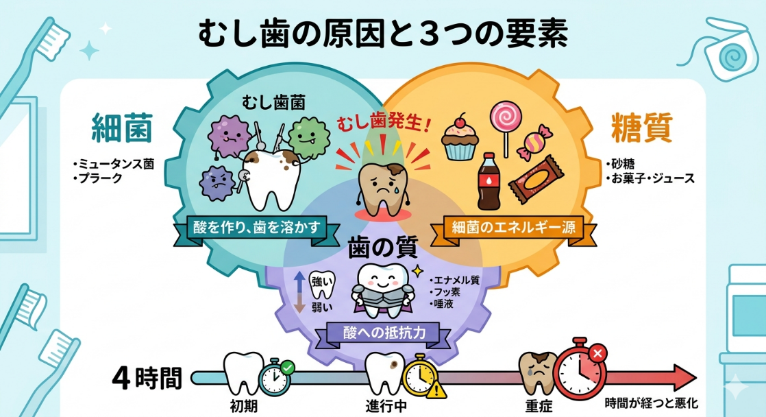 むし歯の原因と３つの要素